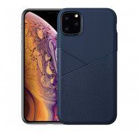 Kryt s texturou kůže z měkkého plastu pro iPhone 11 Pro Max - modrý