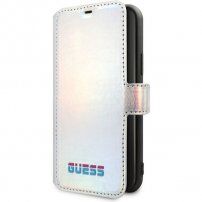 Guess Iridescent Book flipové pouzdro pro iPhone 11 - stříbrné
