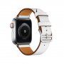 Kožený řemínek pro Apple Watch Ultra 49mm / 46mm / 45mm / 44mm / 42mm - bílý