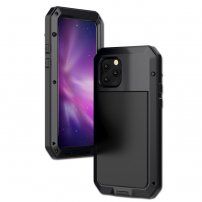 Super odolné pouzdro z kovu, silikonu a tvrzeného skla pro iPhone 11 Pro - černé