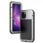 Super odolné pouzdro z kovu, silikonu a tvrzeného skla pro iPhone 11 Pro - stříbrné