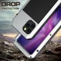 Super odolné pouzdro z kovu, silikonu a tvrzeného skla pro iPhone 11 Pro - stříbrné