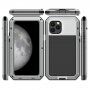 Super odolné pouzdro z kovu, silikonu a tvrzeného skla pro iPhone 11 Pro - stříbrné