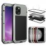 Super odolné pouzdro z kovu, silikonu a tvrzeného skla pro iPhone 11 Pro - stříbrné