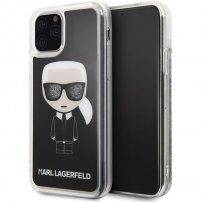 Karl Lagerfeld kryt s přesýpacími třpytkami pro iPhone 11 Pro Max - černý