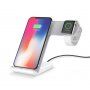 F11 bezdrátový stojánek pro iPhone / Apple Watch - 10W - bílošedý