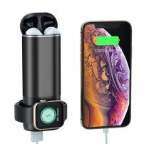 Powerbanka 5200 mAh s bezdrátovým nabíjením Apple Watch / AirPods - černá