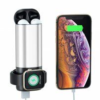 Powerbanka 5200 mAh s bezdrátovým nabíjením Apple Watch / AirPods - stříbrná