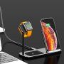 Bezdrátová hliníková nabíjecí stanice pro iPhone / Apple Watch / AirPods - černá