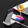 Bezdrátová hliníková nabíjecí stanice pro iPhone / Apple Watch / AirPods - stříbrná