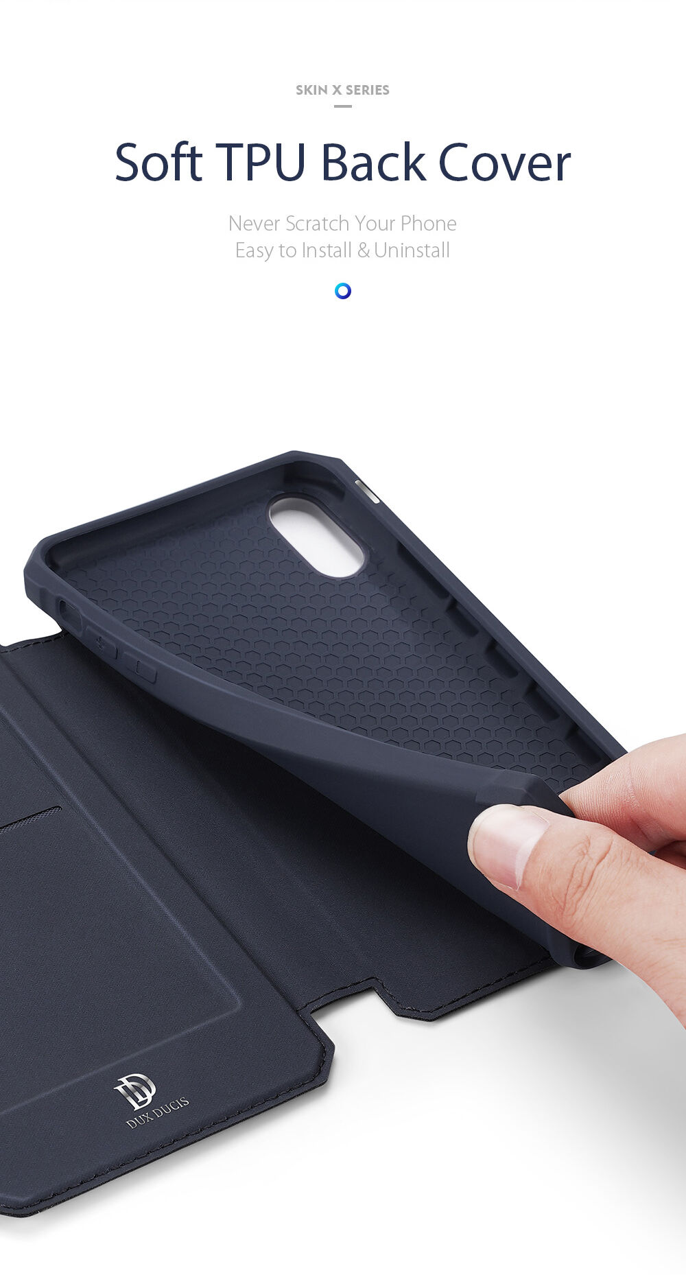Dux Ducis flipové pouzdro se slotem na karty pro iPhone XR - modré