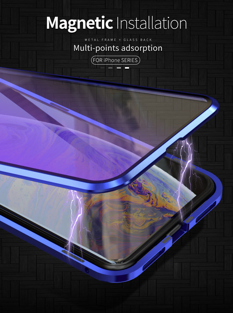 Kryt s kovovým rámečkem a tvrzeným anti-blue-ray sklem pro přední i zadní stranu iPhone X / XS - zlatý