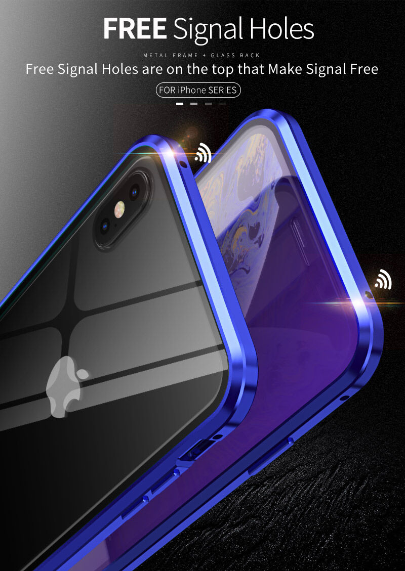 Kryt s kovovým rámečkem a tvrzeným anti-blue-ray sklem pro přední i zadní stranu iPhone X / XS - zlatý