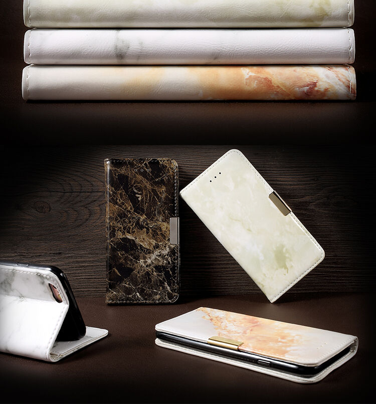Flipové pouzdro se vzorem mramoru pro iPhone SE (2020/2022) / 8 / 7 - šedé