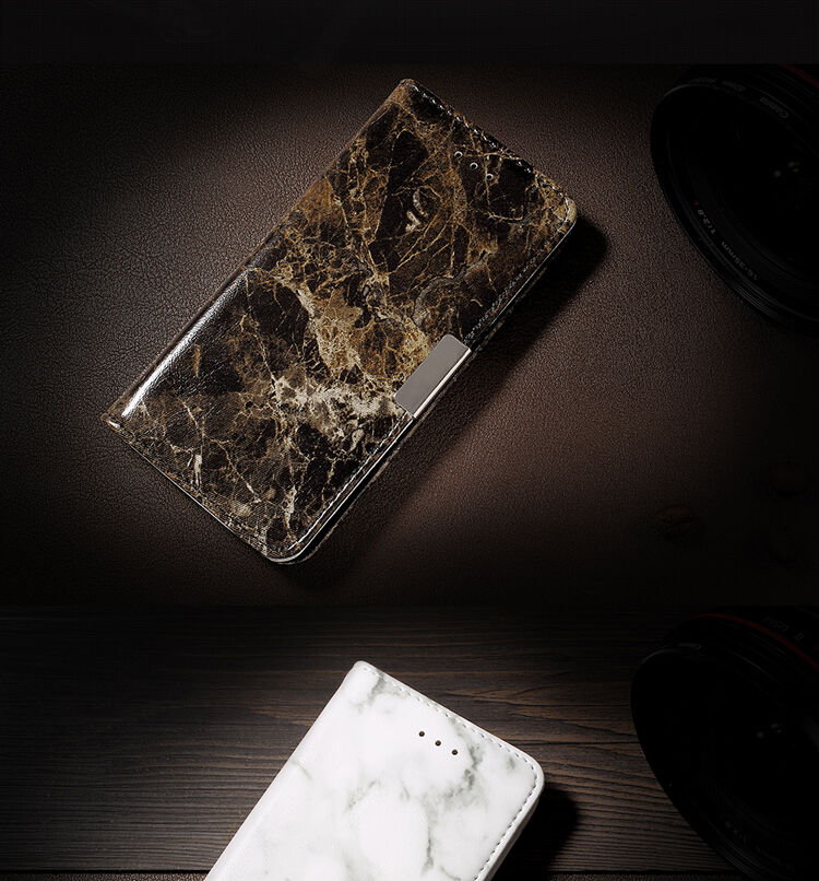 Flipové pouzdro se vzorem mramoru pro iPhone SE (2020/2022) / 8 / 7 - černé