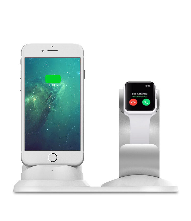 Hliníková nabíjecí stanice pro iPhone / Apple Watch - šedá
