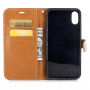 Luxusní denim / riflový obal na iPhone XS / iPhone X s prostorem na doklady a karty - červený