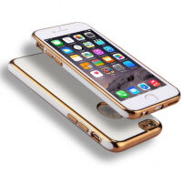 Obal na iPhone 6 Plus / 6S Plus s 360° ochranou a lesklými hranami - chrání přední i zadní stranu - zlatý