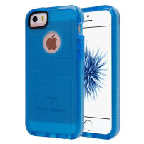Poloprůhledný ochranný kryt na iPhone 5 / 5S / SE (2016) s tkanou texturou - modrý