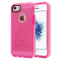 Poloprůhledný ochranný kryt na iPhone 5 / 5S / SE (2016) s tkanou texturou - růžový