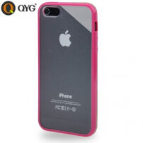 Ochranný průhledný plastový kryt s rámečkem pro iPhone 5 / 5S / SE (2016) - růžový