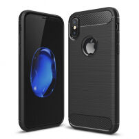 Odolný kryt s karbonovým vzorem pro iPhone X / XS - černý