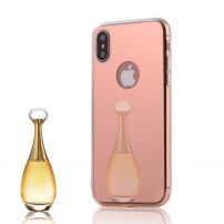 Zrcadlový ochranný kryt pro iPhone XS / iPhone X - růžově zlatý