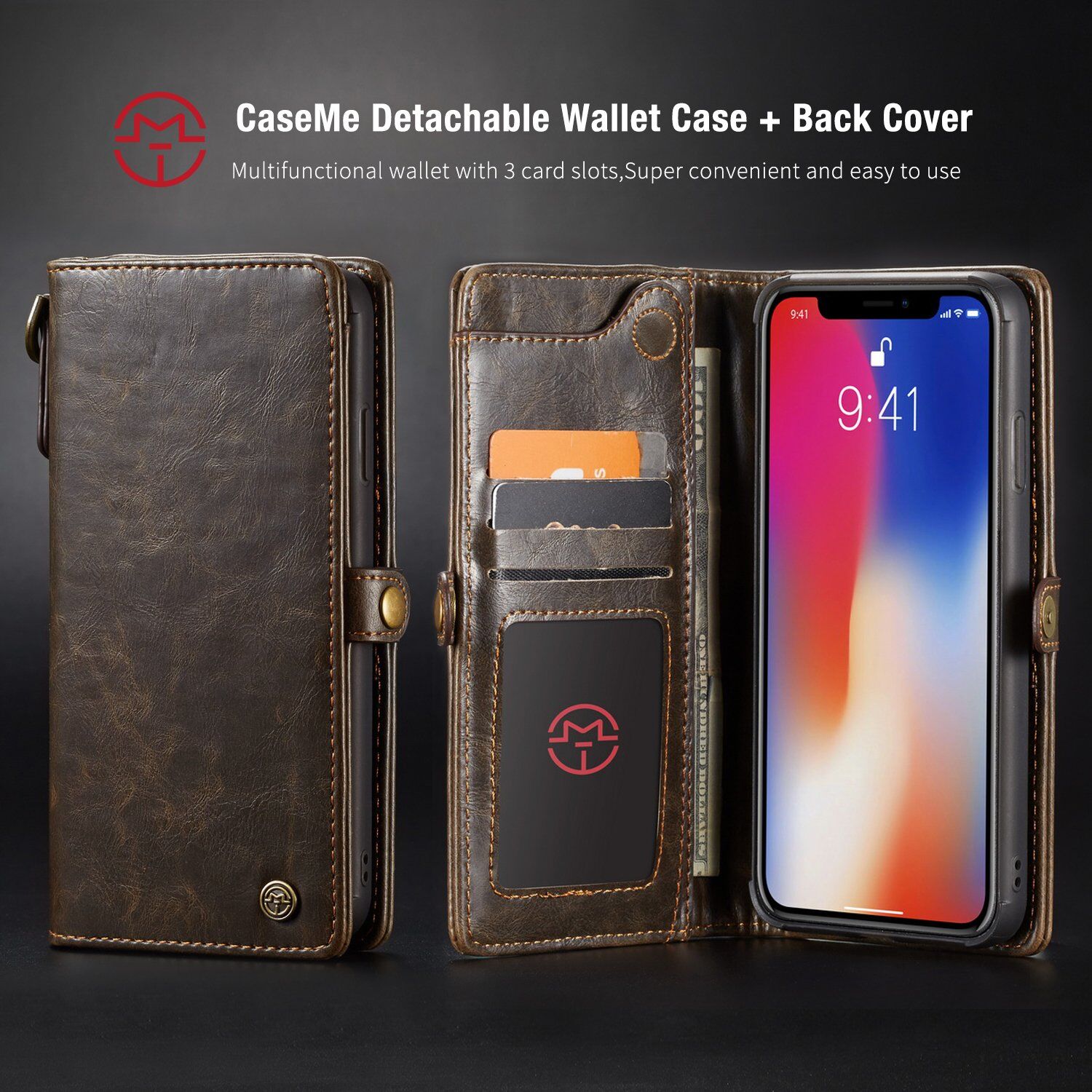 CASEME 2v1 odnímatelné pouzdro pro iPhone XS Max - černá