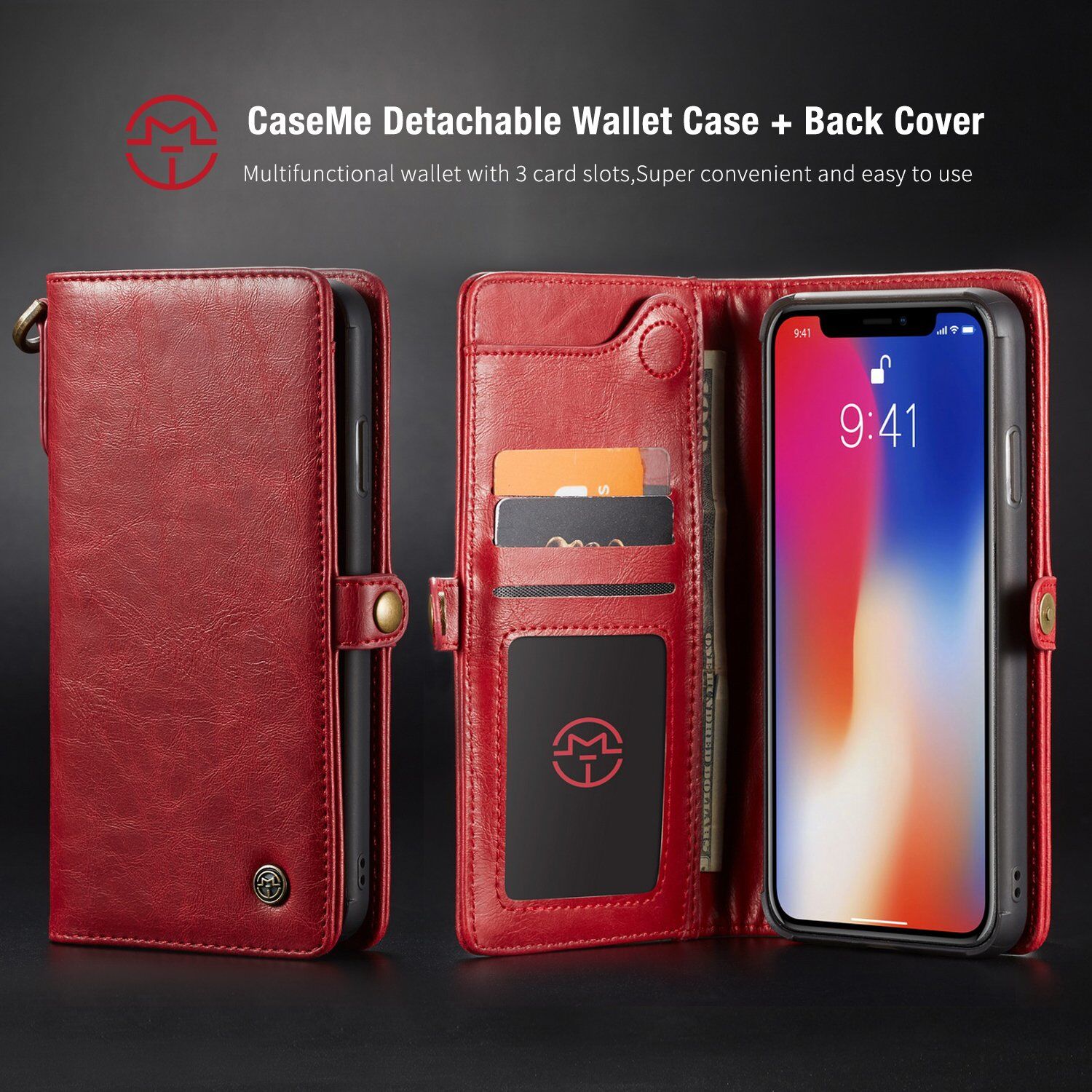CASEME 2v1 odnímatelné pouzdro pro iPhone XS Max - černá