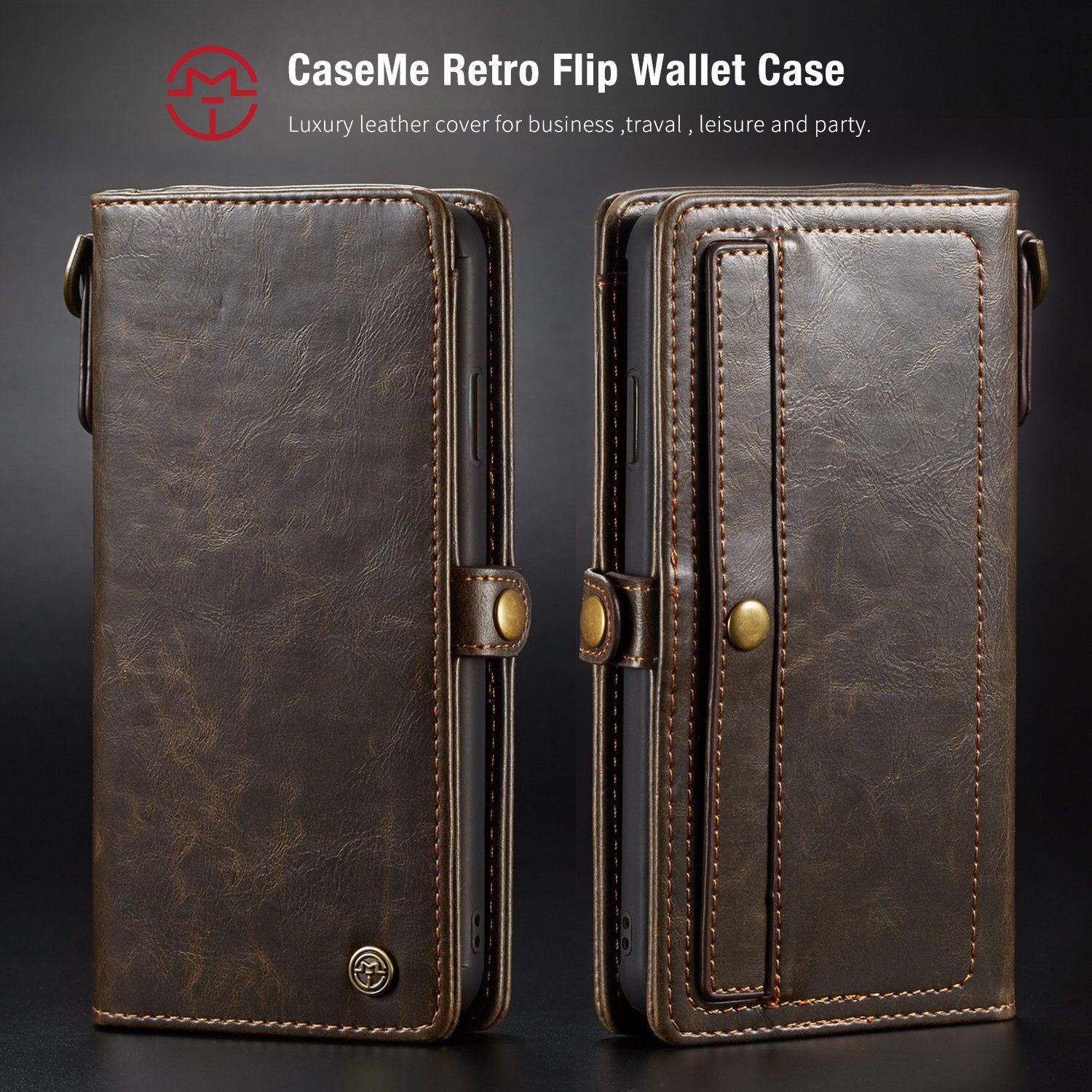 CASEME 2v1 odnímatelné pouzdro pro iPhone XS Max - hnědá