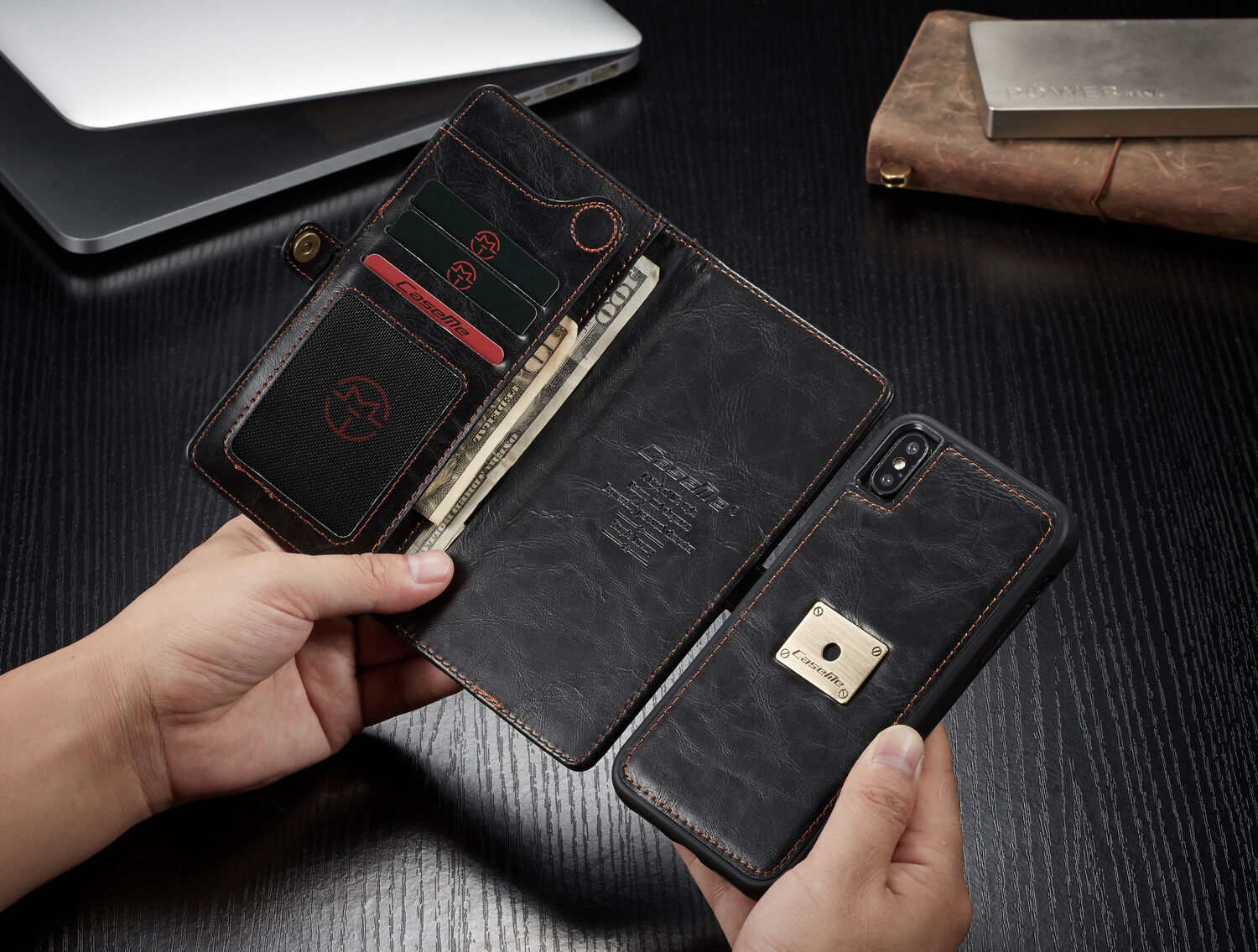 CASEME 2v1 odnímatelné pouzdro pro iPhone XS Max - hnědá