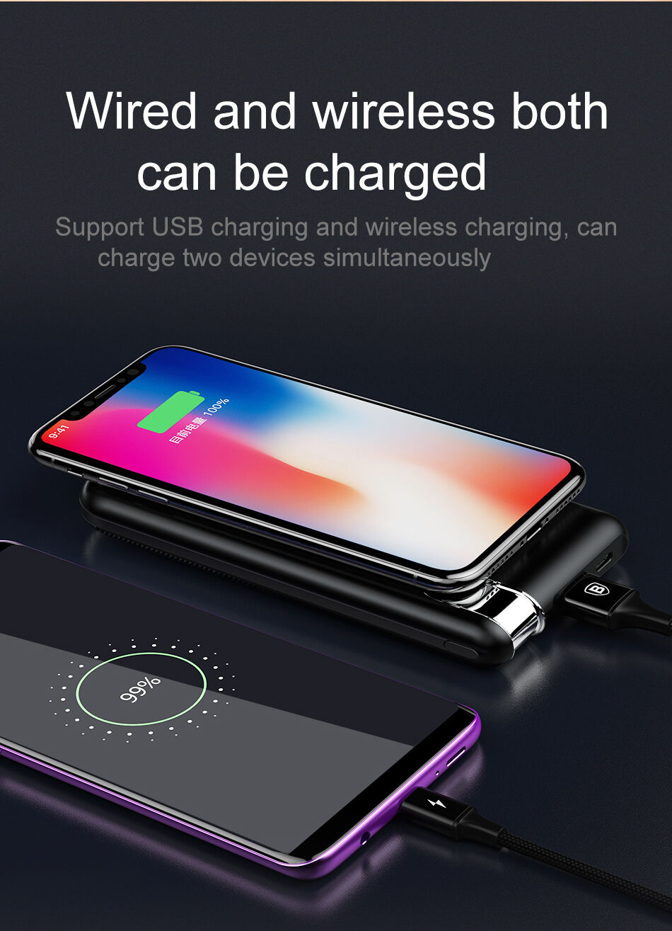 BASEUS powerbanka 10000mAh s bezdrátovým nabíjením - černá