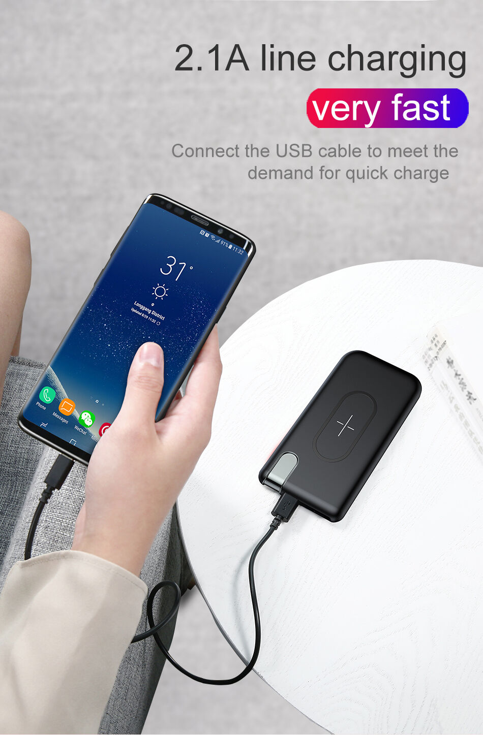 BASEUS powerbanka 10000mAh s bezdrátovým nabíjením - černá