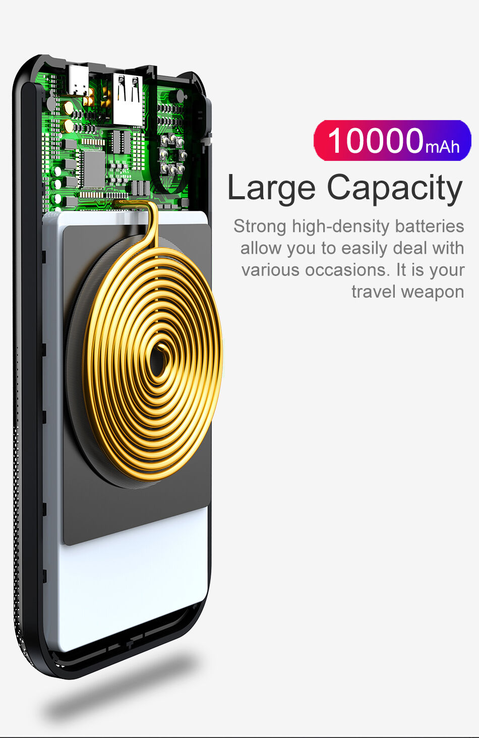 BASEUS powerbanka 10000mAh s bezdrátovým nabíjením - černá
