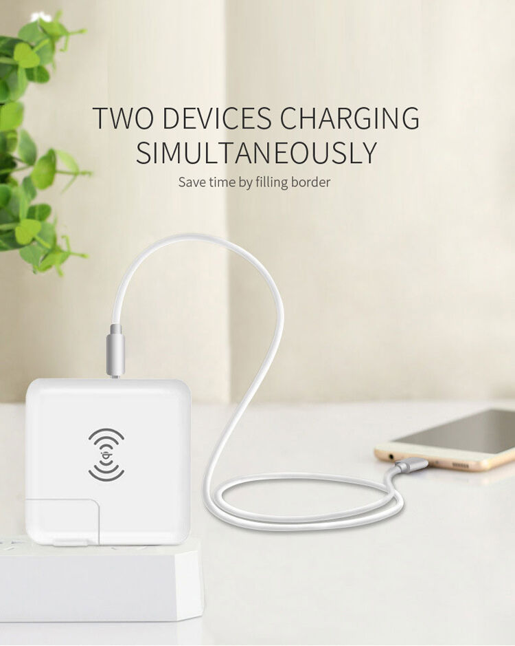 Nabíječka / powerbanka s výměnnými zástrčkami (AU / UK / US / EU) a bezdrátovým nabíjením - 6700mAh - bílá