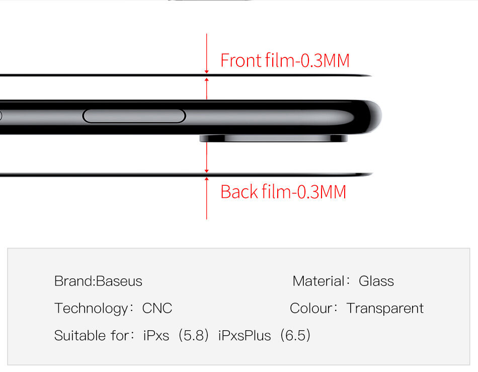 BASEUS tvrzené sklo na přední i zadní stranu pro iPhone XS Max