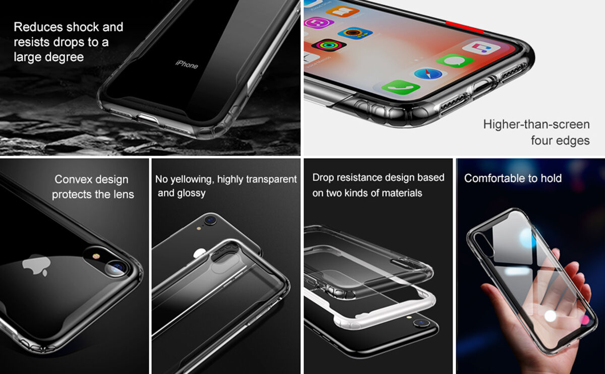 BASEUS Armor transparentní kryt s rámečkem pro iPhone XR - černá