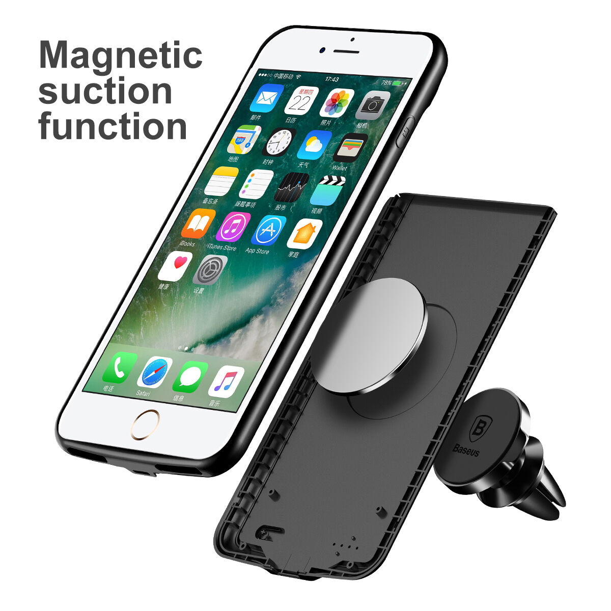 BASEUS designový kryt s baterií 5000mAh pro Apple iPhone SE (2020/2022) / 8 / 7 - červený