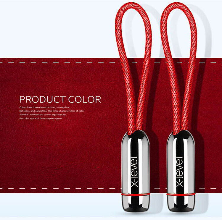 X-LEVEL elegantní USB / lightning kabel pro iPhone / iPad / iPod - 8cm - červený