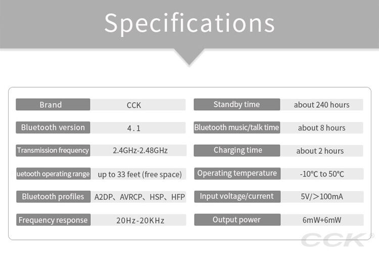CCK bezdrátová Bluetooth sluchátka pro Apple iPhone - blá
