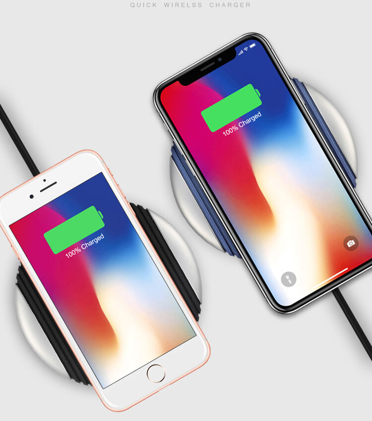 Bezdrátová QI nabíječka s neklouzavým povrchem pro Apple iPhone - modro / stříbrná