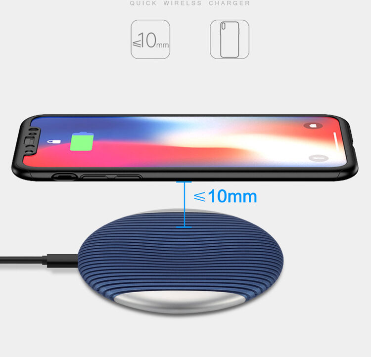 Bezdrátová QI nabíječka s neklouzavým povrchem pro Apple iPhone - modro / stříbrná
