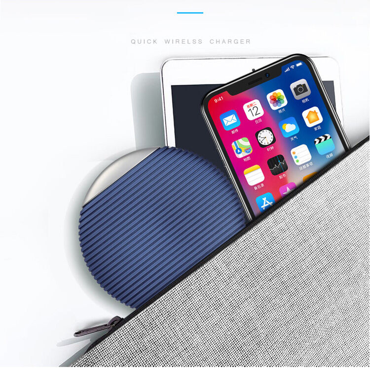 Bezdrátová QI nabíječka s neklouzavým povrchem pro Apple iPhone - modro / stříbrná