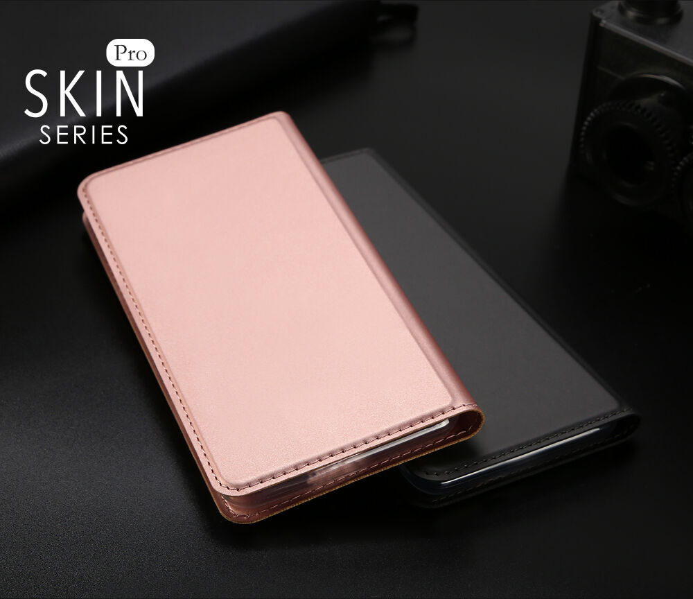 DUX DUCIS Pouzdro se stojánkem a přihrádkami na doklady pro Apple iPhone XS / iPhone X - růžově zlatá