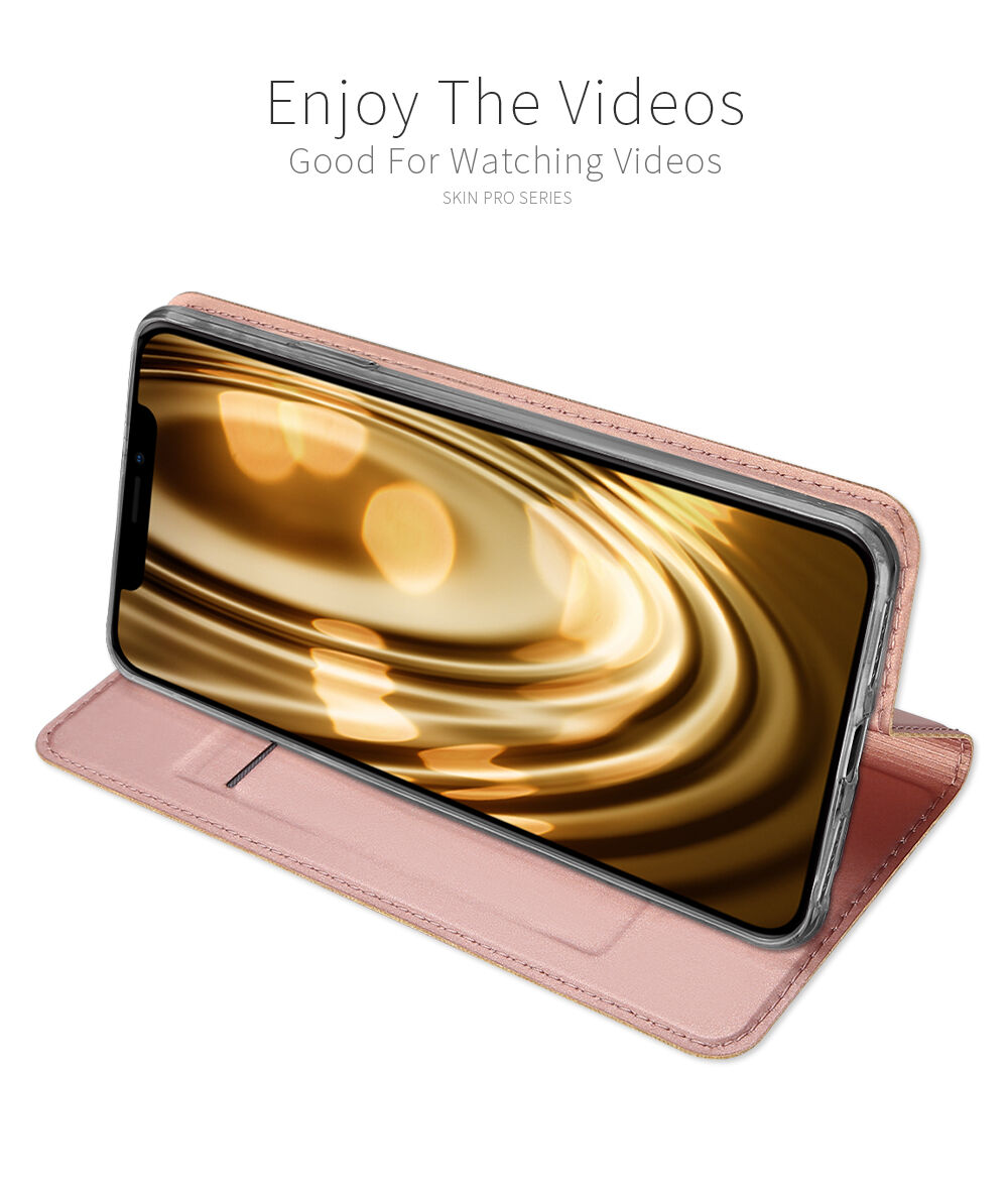 DUX DUCIS Pouzdro se stojánkem a přihrádkami na doklady pro Apple iPhone XS / iPhone X - zlatá