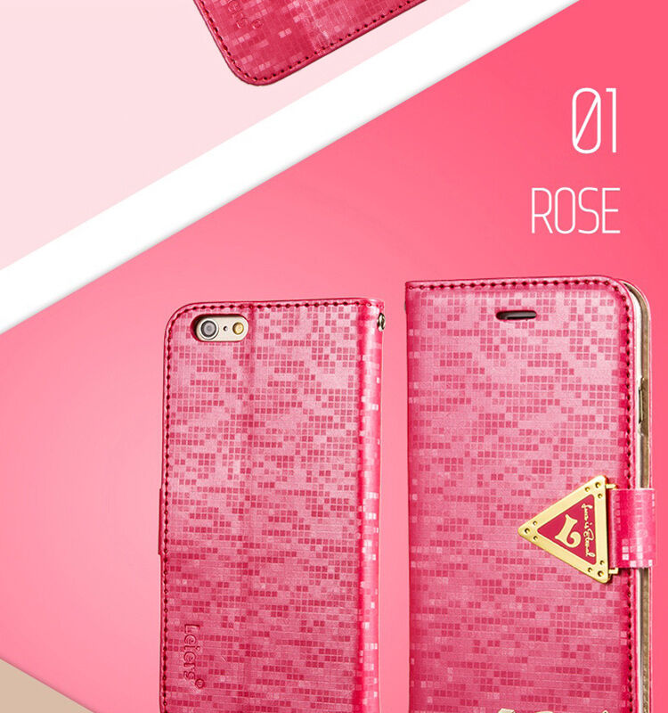 Otevírací obal / pouzdro s diamantovým leskem a magnetickým páskem na iPhone 6S / 6 - růžovozlatý