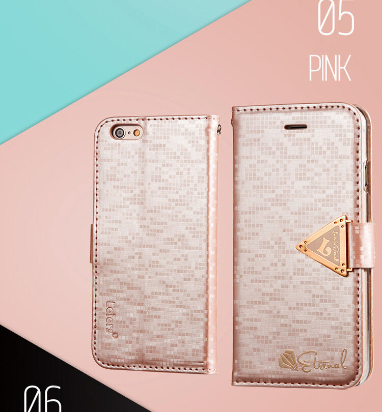 Otevírací obal / pouzdro s diamantovým leskem a magnetickým páskem na iPhone 6S / 6 - růžovozlatý