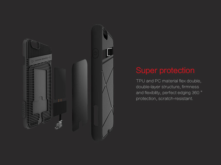 NILLKIN 2v1 super odolný kryt / obal pro Qi bezdrátové nabíjení Apple iPhone 6S / 6 - černý