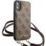 Guess 4G pouzdro s popruhem přes rameno pro iPhone X / XS - hnědé