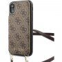 Guess 4G flipové pouzdro s popruhem pro iPhone XR - hnědé